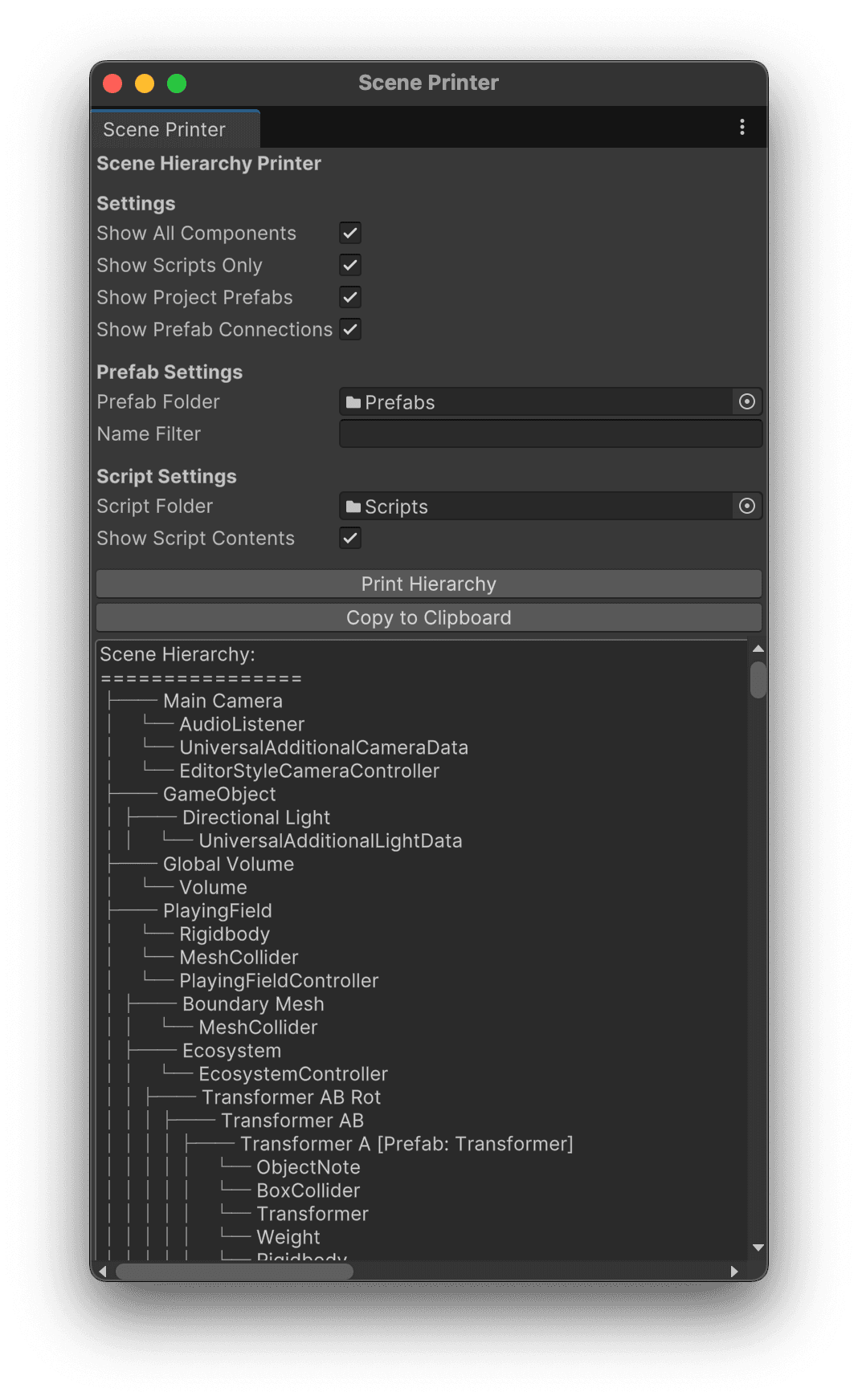 Scene Hierarchy Printer